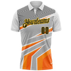 Custom White Black Gray Orange-Yellow Esports Performance Polo Shirt photo 2