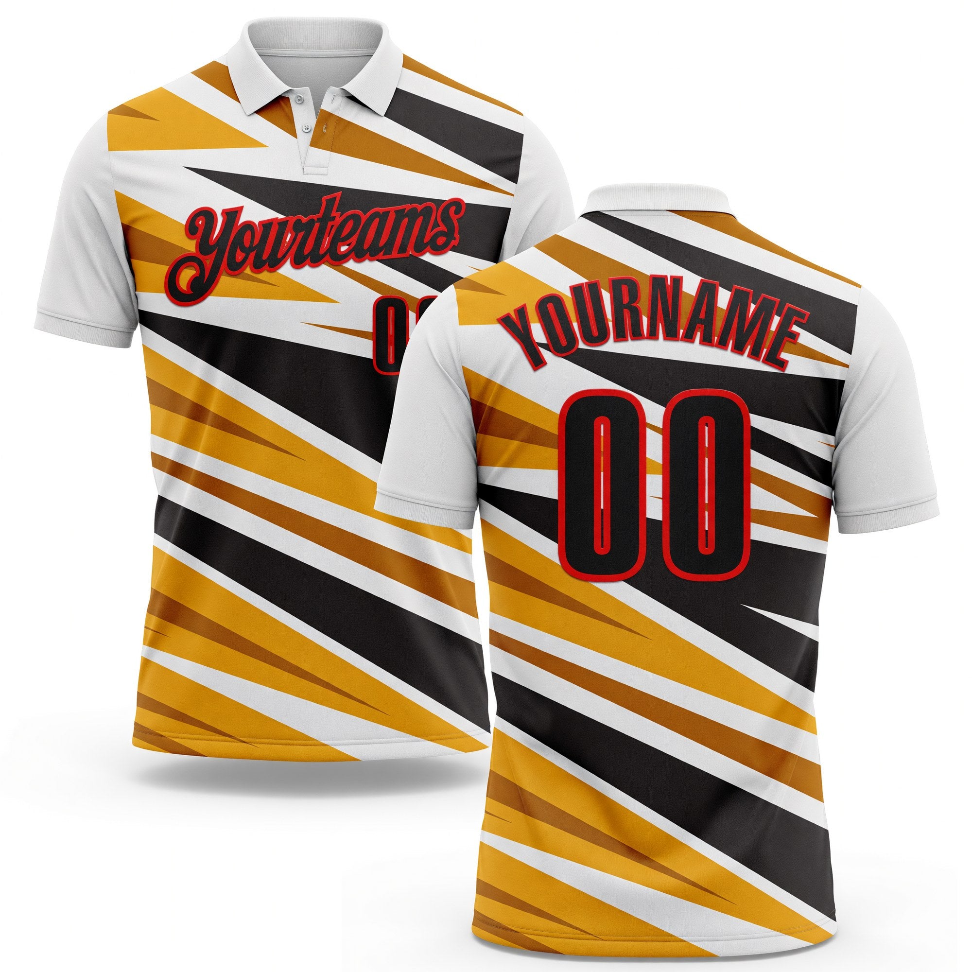 Custom White Black Yellow-Fire Red Esports Performance Polo Shirt