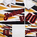 Custom White Black Yellow-Fire Red Esports Performance Polo Shirt detail