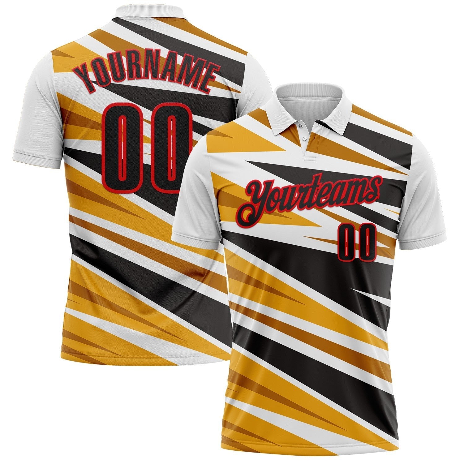 Custom White Black Yellow-Fire Red Esports Performance Polo Shirt photo 1