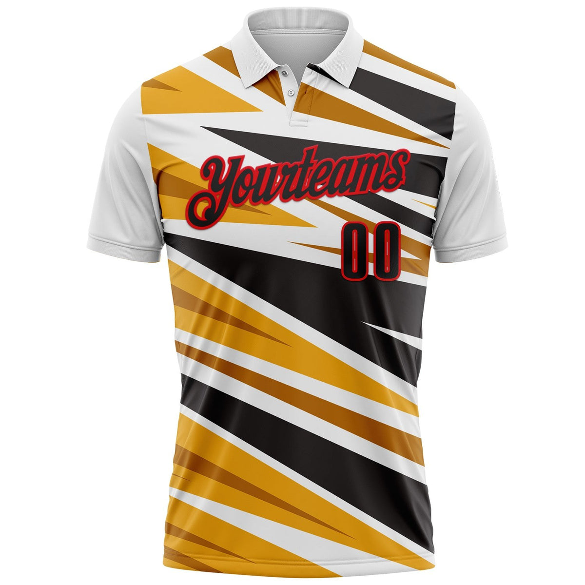 Custom White Black Yellow-Fire Red Esports Performance Polo Shirt photo 2