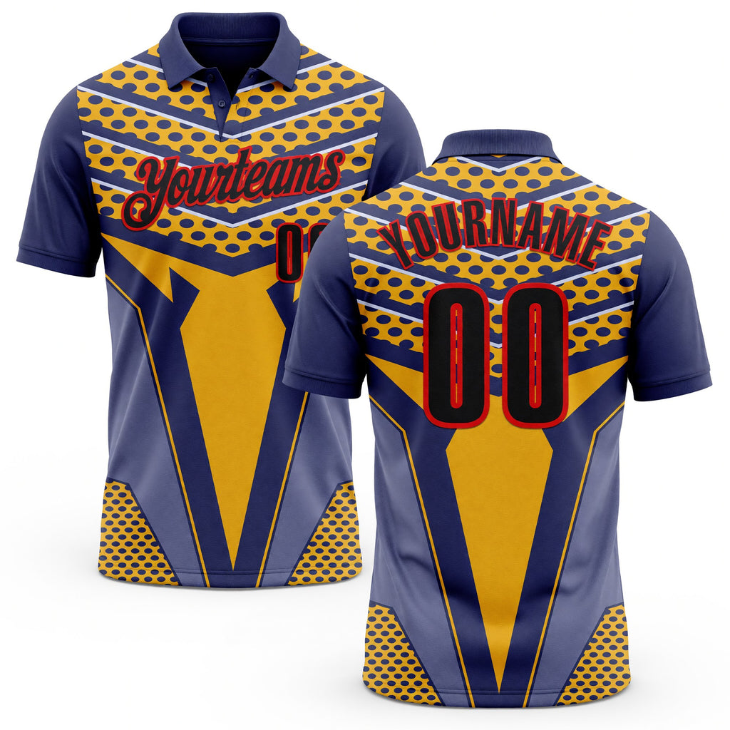 Custom Blue Black Yellow-Fire Red Esports Performance Polo Shirt