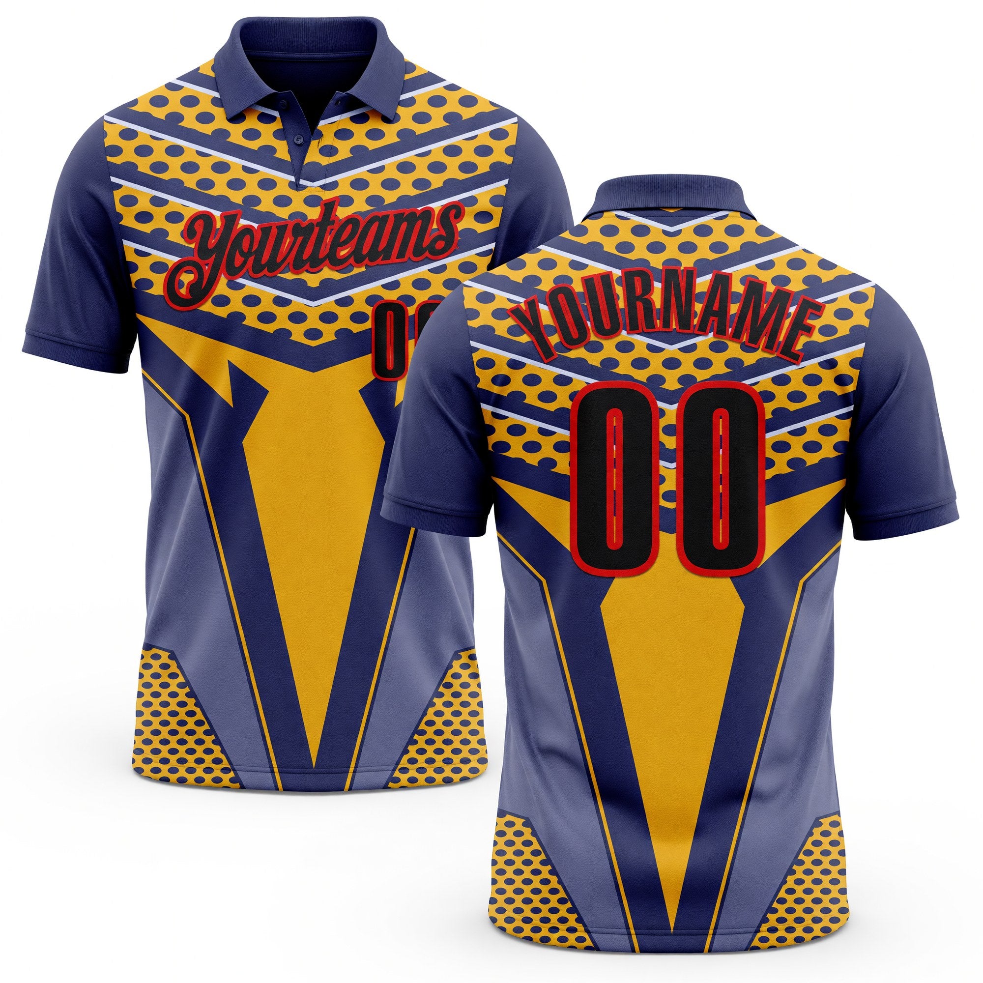 Custom Blue Black Yellow-Fire Red Esports Performance Polo Shirt