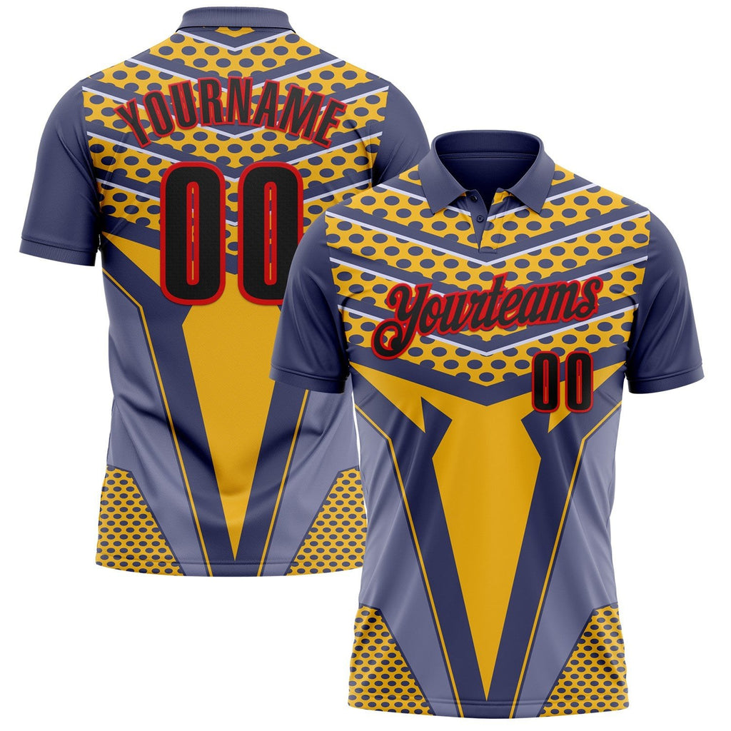 Custom Blue Black Yellow-Fire Red Esports Performance Polo Shirt photo 1