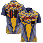 Custom Blue Black Yellow-Fire Red Esports Performance Polo Shirt photo 1