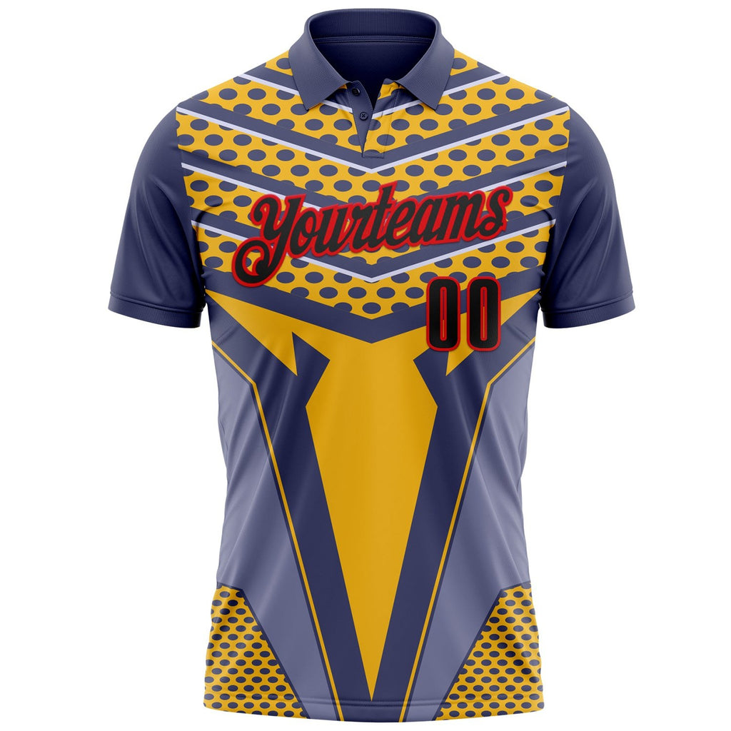 Custom Blue Black Yellow-Fire Red Esports Performance Polo Shirt photo 2