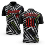 Custom Black Neon Green-Fire Red Esports Performance Polo Shirt