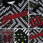 Custom Black Neon Green-Fire Red Esports Performance Polo Shirt detail