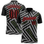 Custom Black Neon Green-Fire Red Esports Performance Polo Shirt photo 1