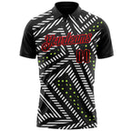 Custom Black Neon Green-Fire Red Esports Performance Polo Shirt photo 2