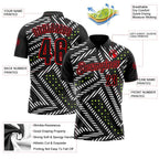 Custom Black Neon Green-Fire Red Esports Performance Polo Shirt photo 3