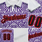 Custom White Black Purple-Fire Red Esports Performance Polo Shirt detail