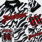 Custom Black White-Fire Red Esports Performance Polo Shirt detail