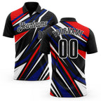 Custom Black Red Royal-White Esports Performance Polo Shirt