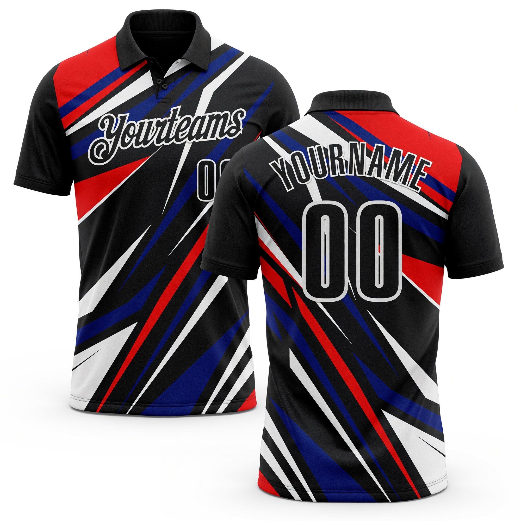 Custom Black Red Royal-White Esports Performance Polo Shirt
