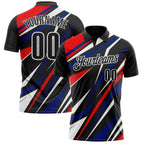 Custom Black Red Royal-White Esports Performance Polo Shirt photo 1