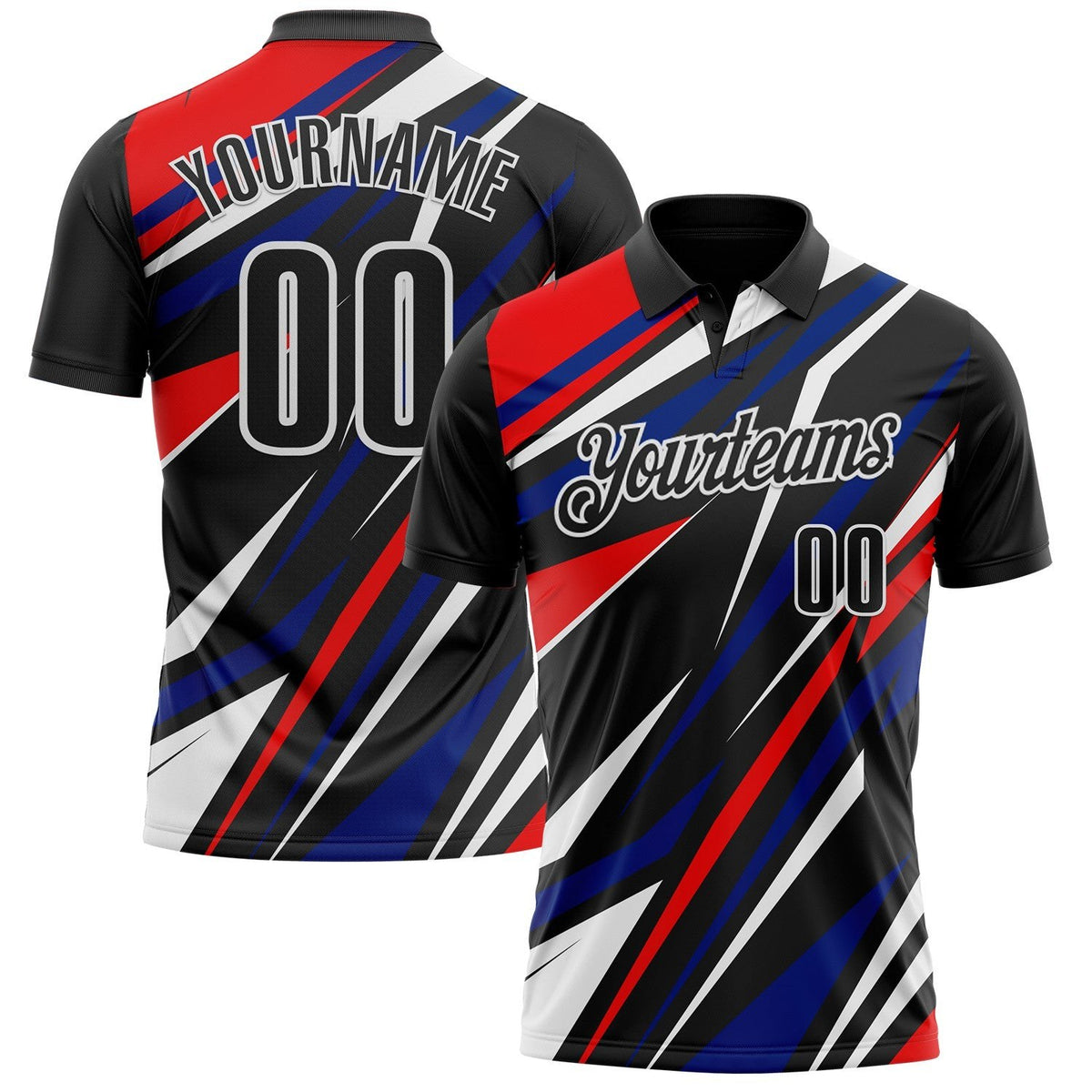 Custom Black Red Royal-White Esports Performance Polo Shirt photo 1