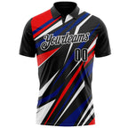 Custom Black Red Royal-White Esports Performance Polo Shirt photo 2
