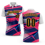 Custom White Black Neon Pink Blue-Gold Esports Performance Polo Shirt