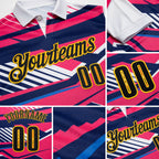 Custom White Black Neon Pink Blue-Gold Esports Performance Polo Shirt detail