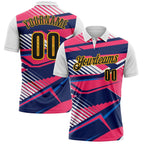 Custom White Black Neon Pink Blue-Gold Esports Performance Polo Shirt photo 1