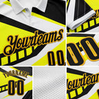 Custom White Black Light Yellow-Gold Esports Performance Polo Shirt detail