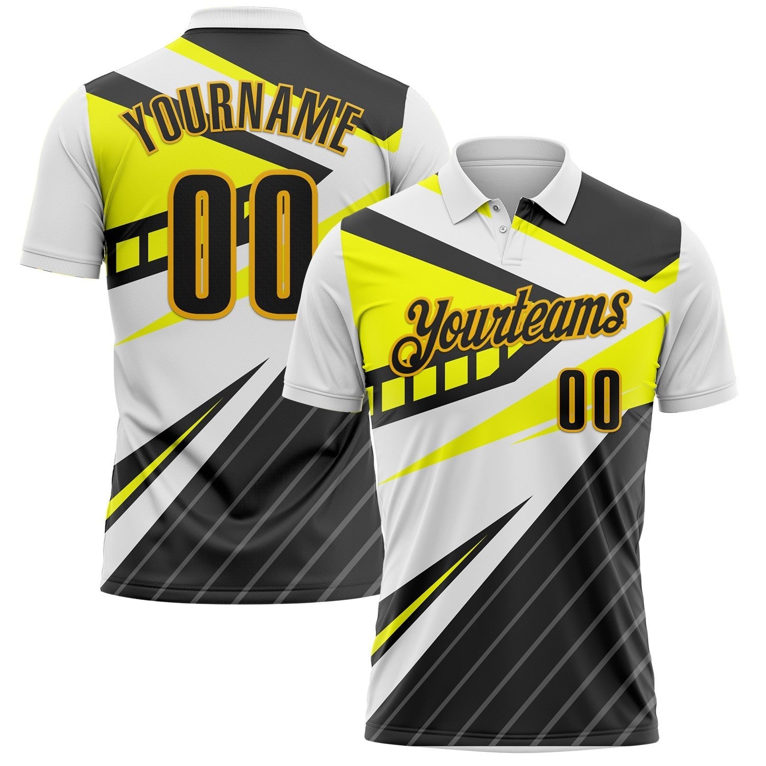 Custom White Black Light Yellow-Gold Esports Performance Polo Shirt photo 1