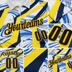 Custom White Black Blue-Gold Esports Performance Polo Shirt detail