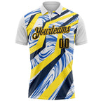Custom White Black Blue-Gold Esports Performance Polo Shirt photo 1