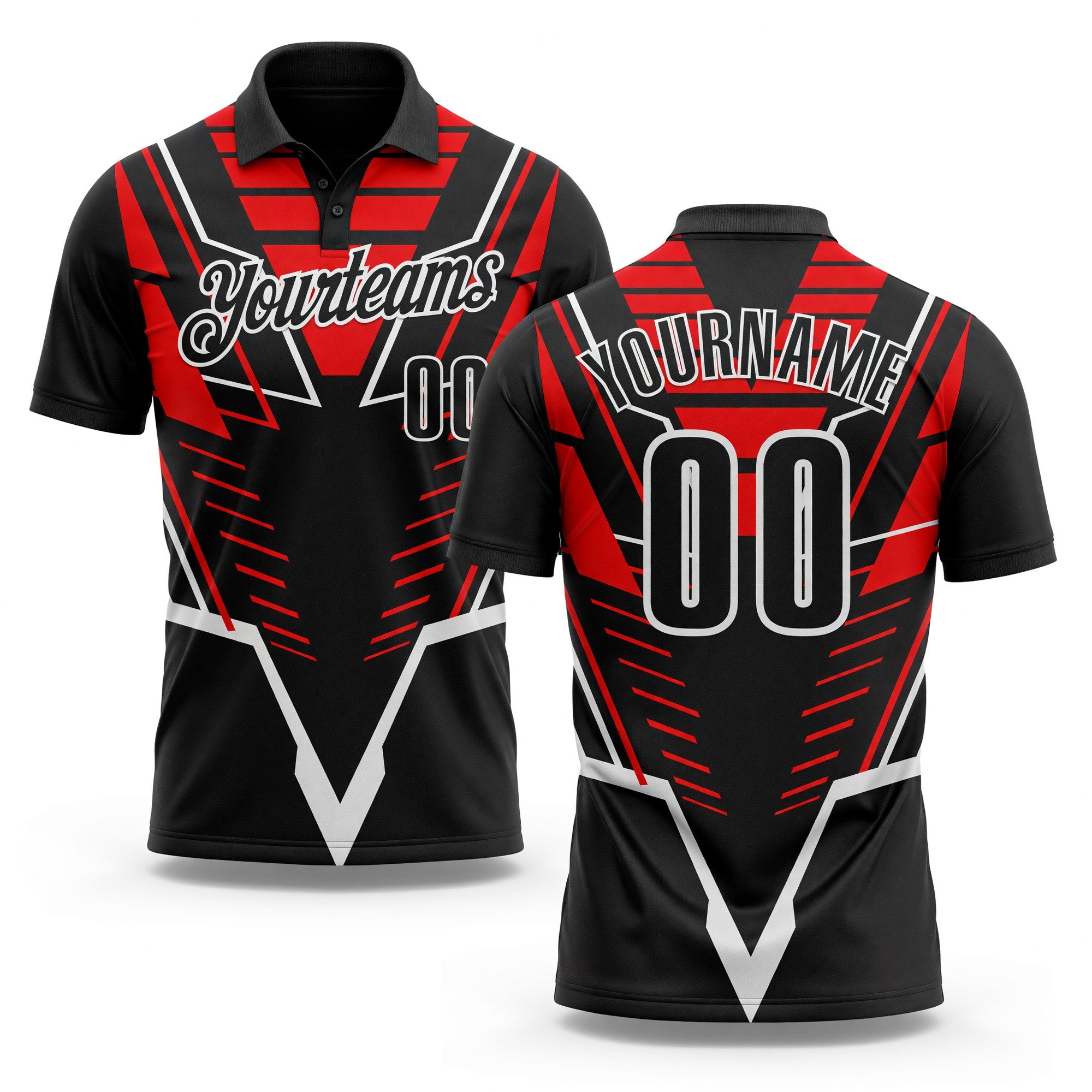Custom Black Red-White Esports Performance Polo Shirt