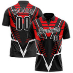 Custom Black Red-White Esports Performance Polo Shirt photo 1