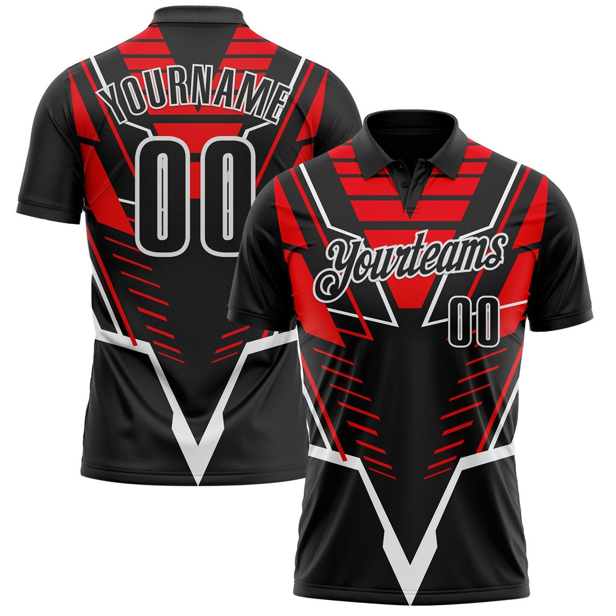 Custom Black Red-White Esports Performance Polo Shirt photo 1