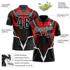 Custom Black Red-White Esports Performance Polo Shirt photo 3
