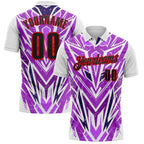 Custom White Black Purple-Fire Red Esports Performance Polo Shirt photo 1
