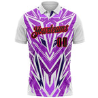 Custom White Black Purple-Fire Red Esports Performance Polo Shirt photo 2