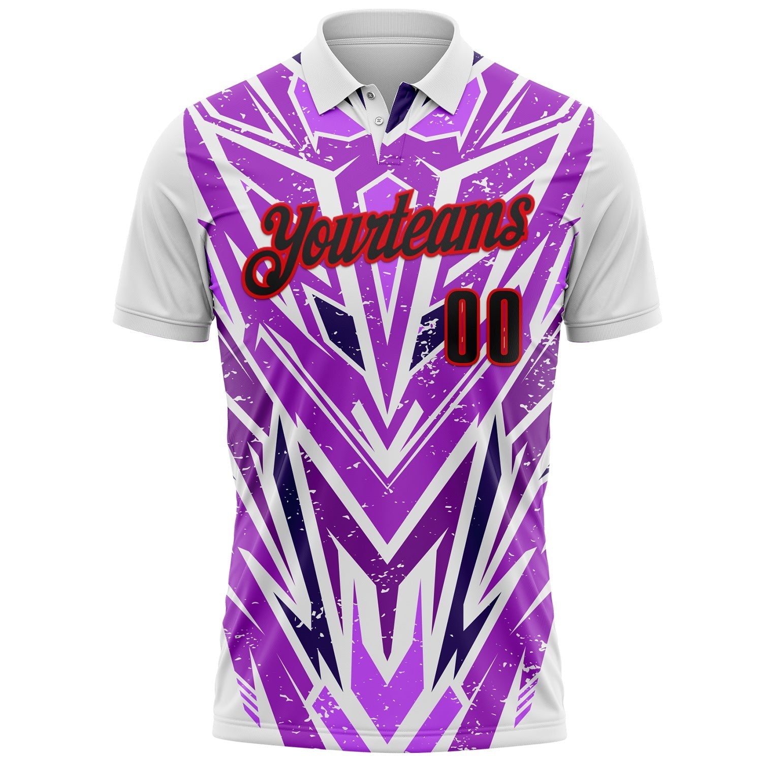 Custom White Black Purple-Fire Red Esports Performance Polo Shirt photo 2