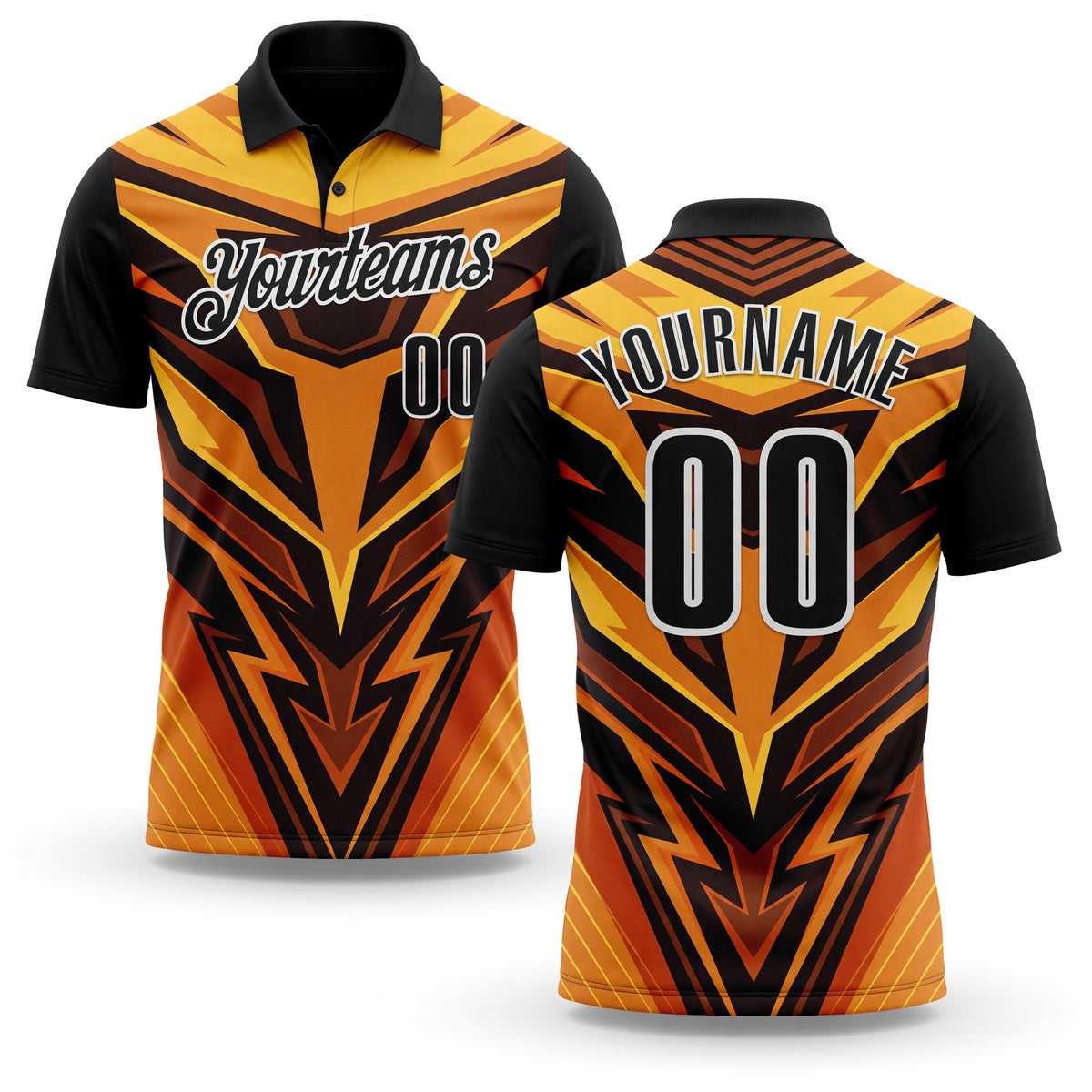 Custom Brown Black Yellow-White Esports Performance Polo Shirt