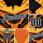 Custom Brown Black Yellow-White Esports Performance Polo Shirt detail