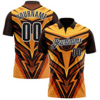 Custom Brown Black Yellow-White Esports Performance Polo Shirt photo 1