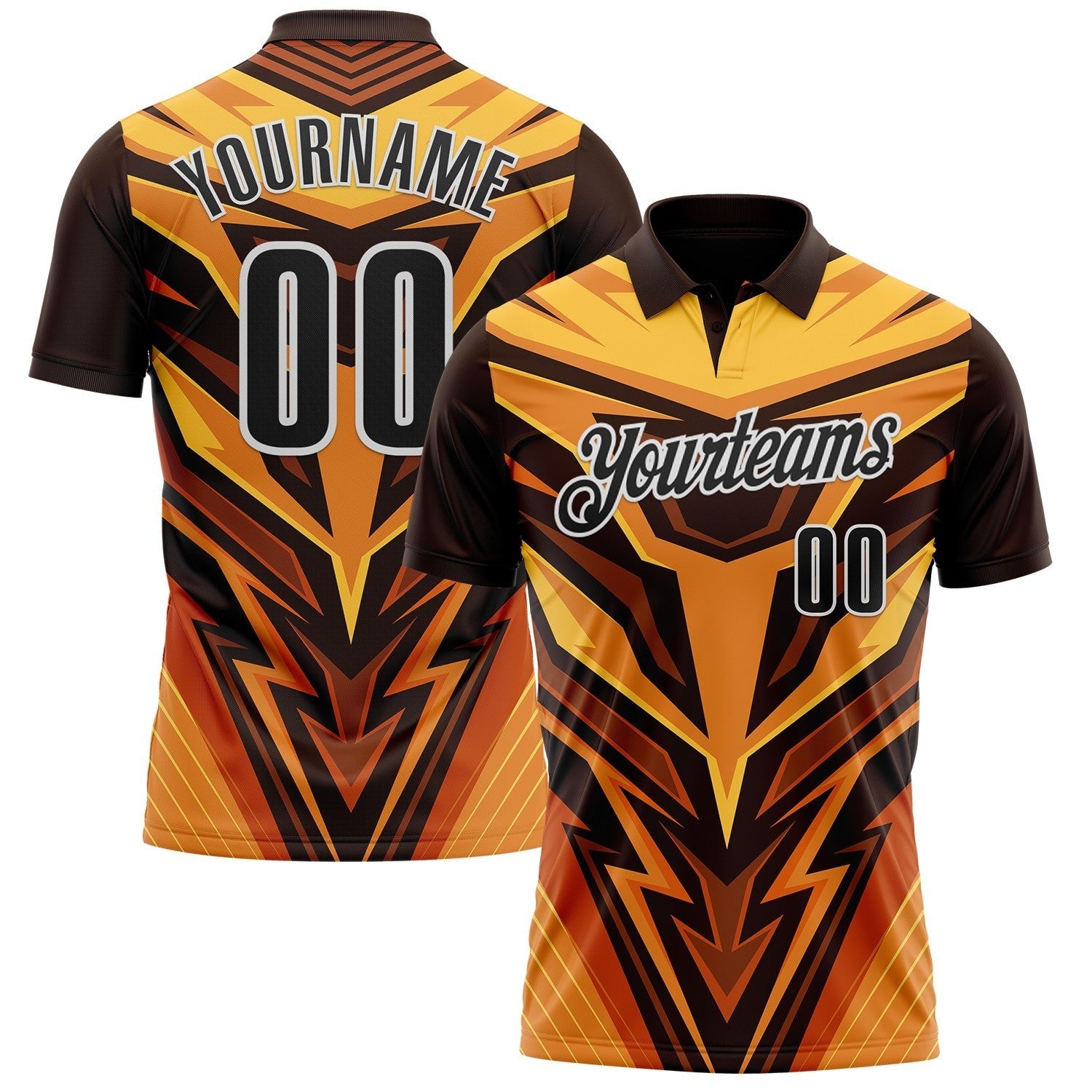 Custom Brown Black Yellow-White Esports Performance Polo Shirt photo 1