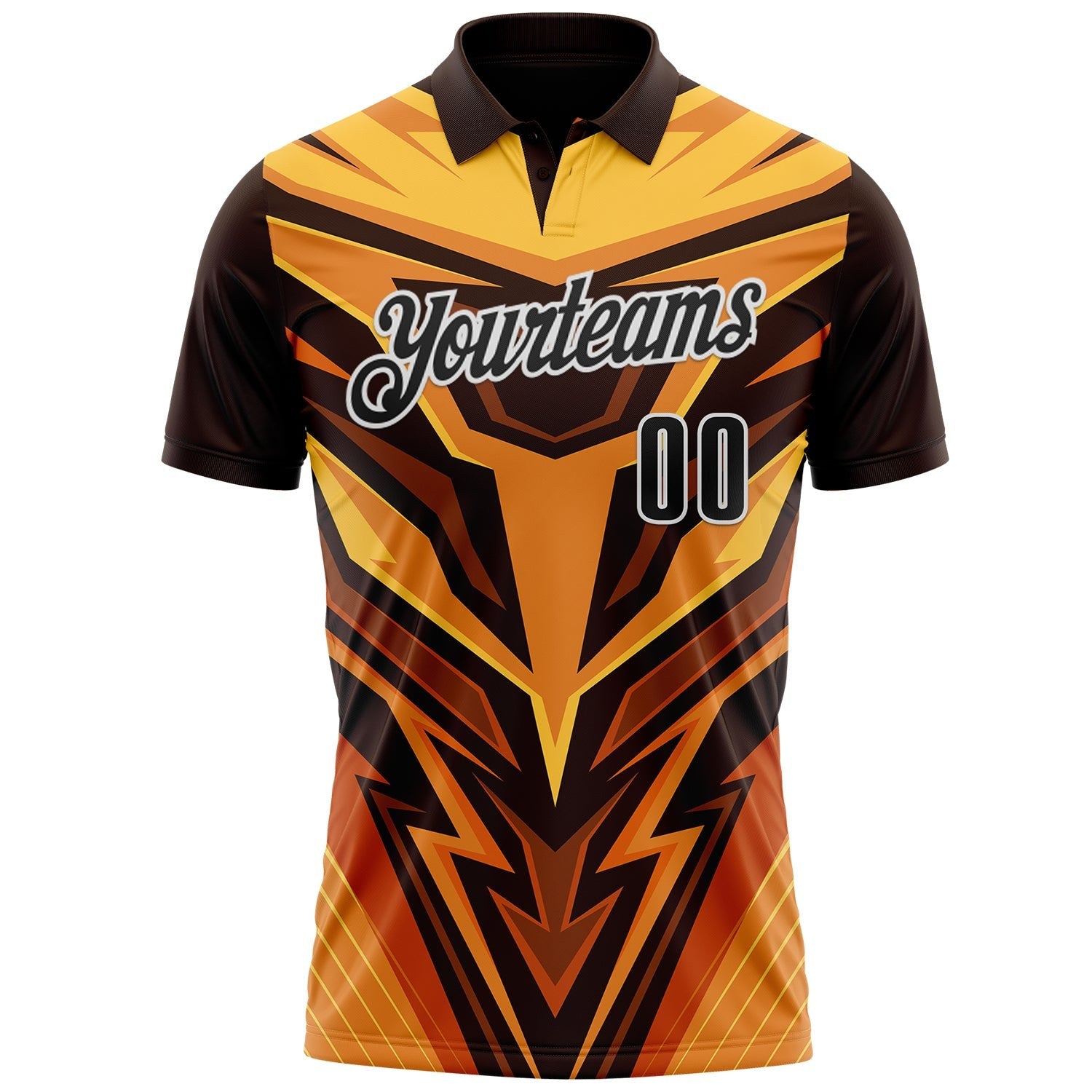 Custom Brown Black Yellow-White Esports Performance Polo Shirt photo 2