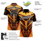 Custom Brown Black Yellow-White Esports Performance Polo Shirt photo 3