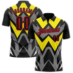 Custom Black Light Yellow Gray-Fire Red Esports Performance Polo Shirt photo 1