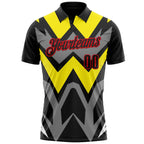 Custom Black Light Yellow Gray-Fire Red Esports Performance Polo Shirt photo 2