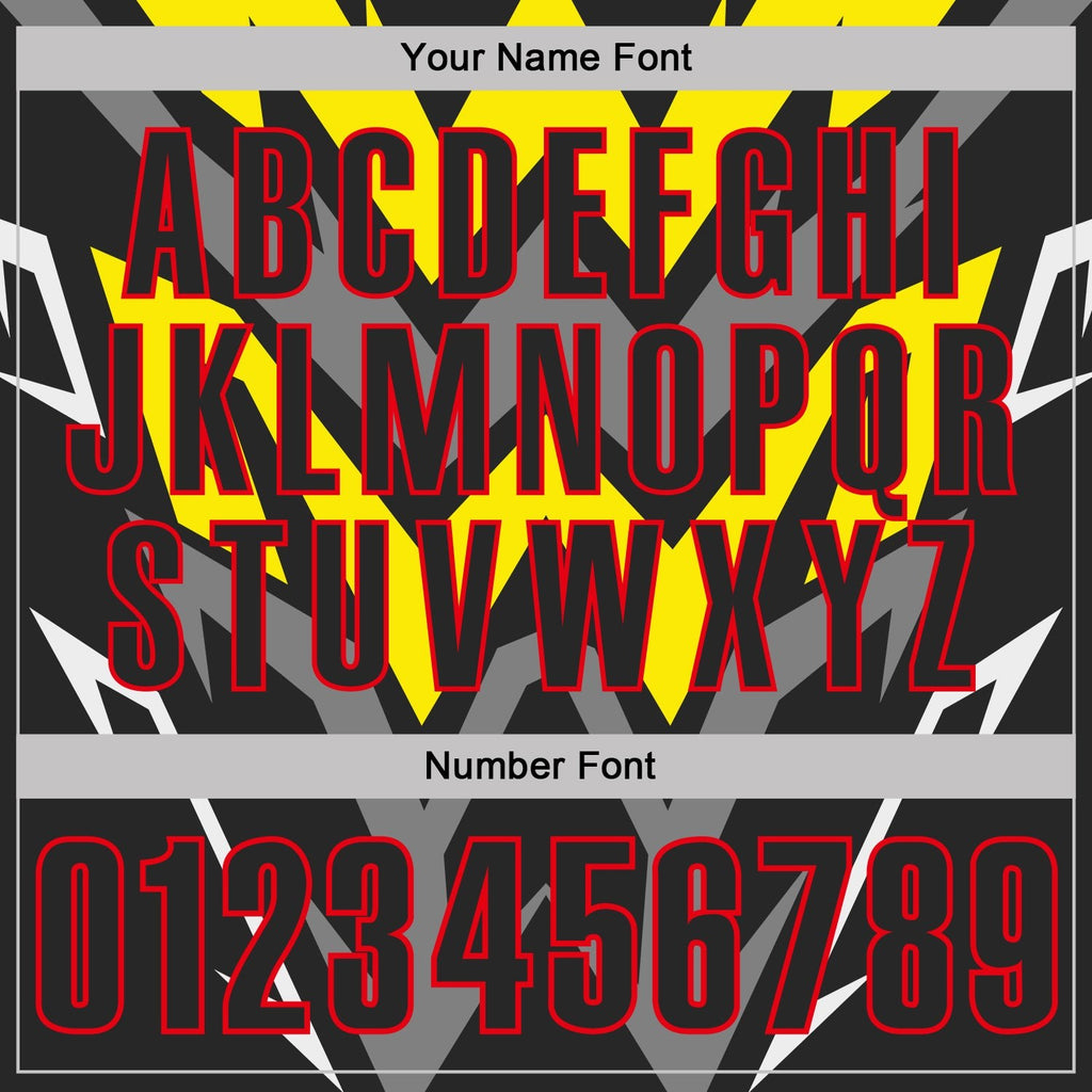 Custom Black Light Yellow Gray-Fire Red Esports Performance Polo Shirt photo 5