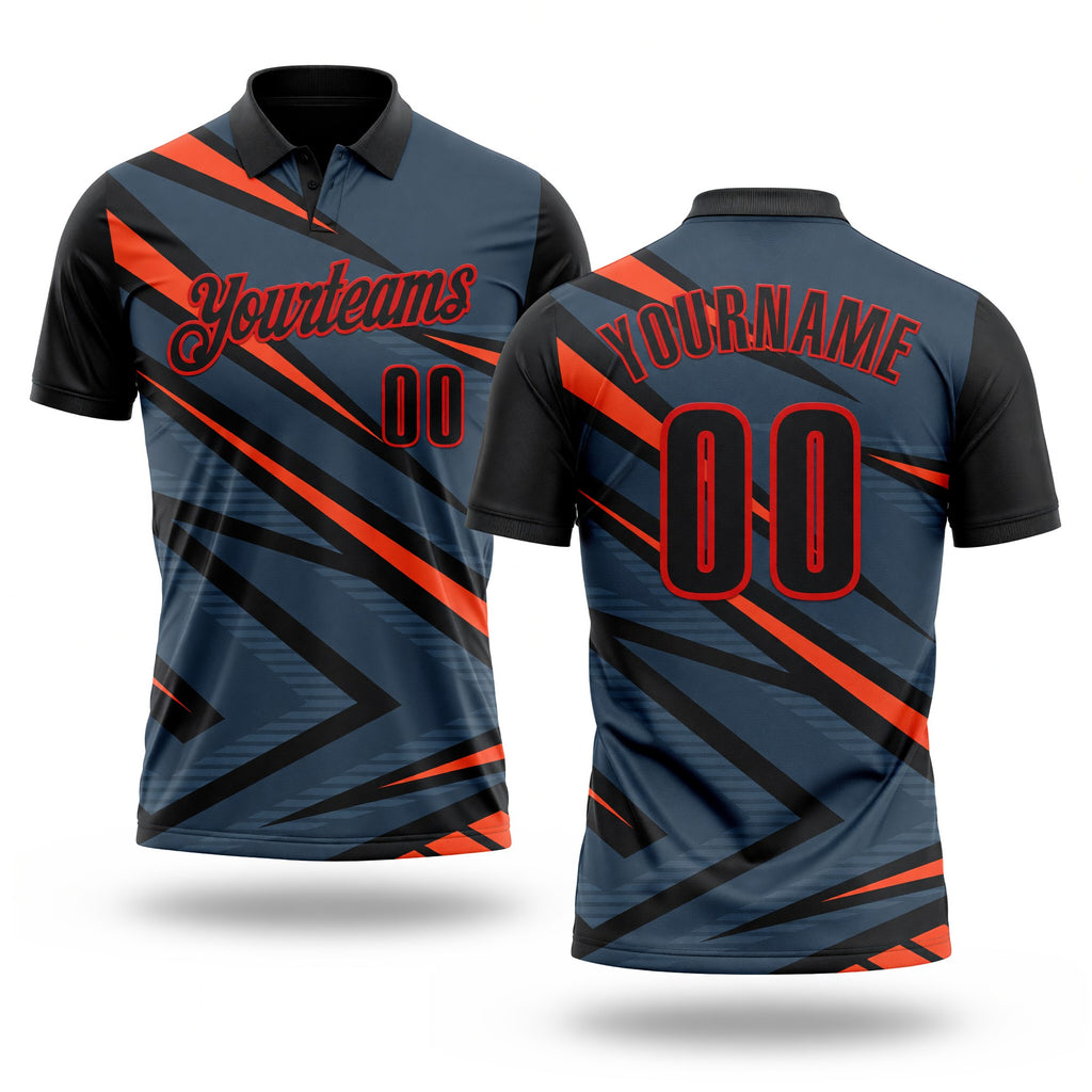 Custom Black Orange-Fire Red Esports Performance Polo Shirt