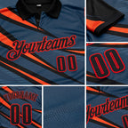 Custom Black Orange-Fire Red Esports Performance Polo Shirt detail