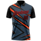 Custom Black Orange-Fire Red Esports Performance Polo Shirt photo 2