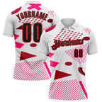 Custom White Black Pink-Fire Red Esports Performance Polo Shirt photo 1