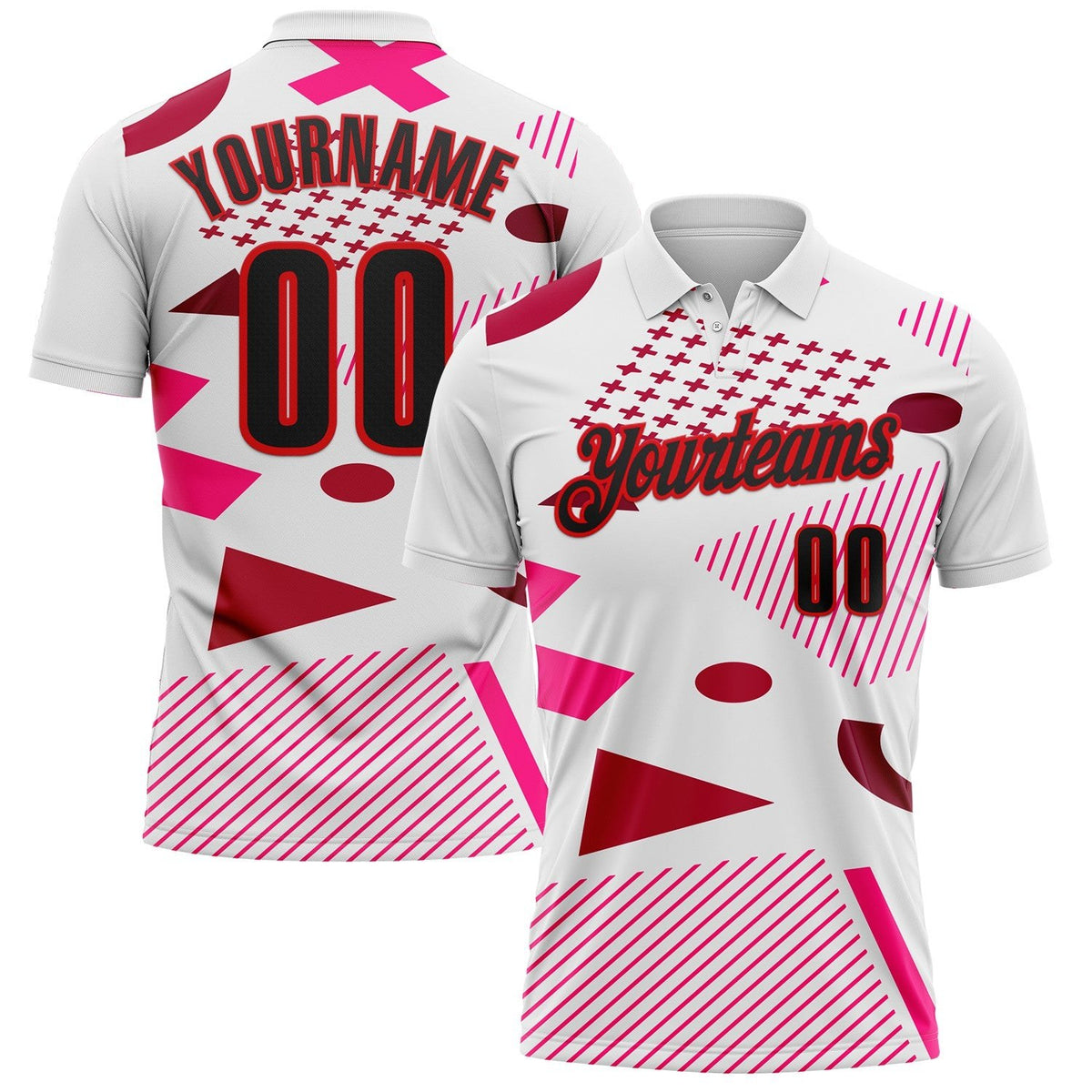 Custom White Black Pink-Fire Red Esports Performance Polo Shirt photo 1